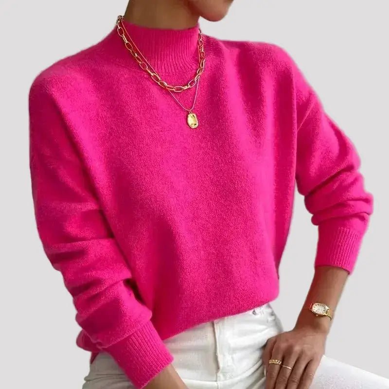 Gebreide Coltrui Dames - Elegante Warme Wintertrui - Sophie in Roze - Finn Jules