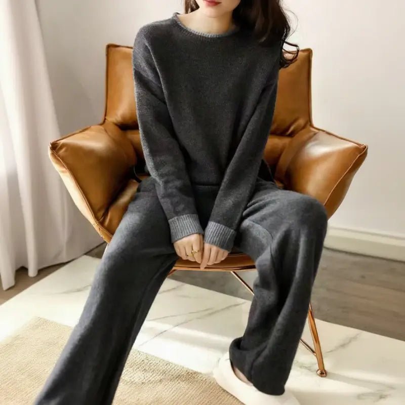Gebreide Set Dames - Losvallende Loungewear — Julia in Donkergrijs - Finn Jules