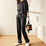 Gebreide Set Dames - Losvallende Loungewear — Julia in Donkergrijs - Finn Jules