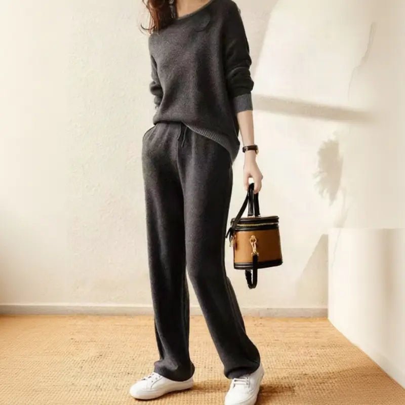 Gebreide Set Dames - Losvallende Loungewear — Julia in Donkergrijs - Finn Jules