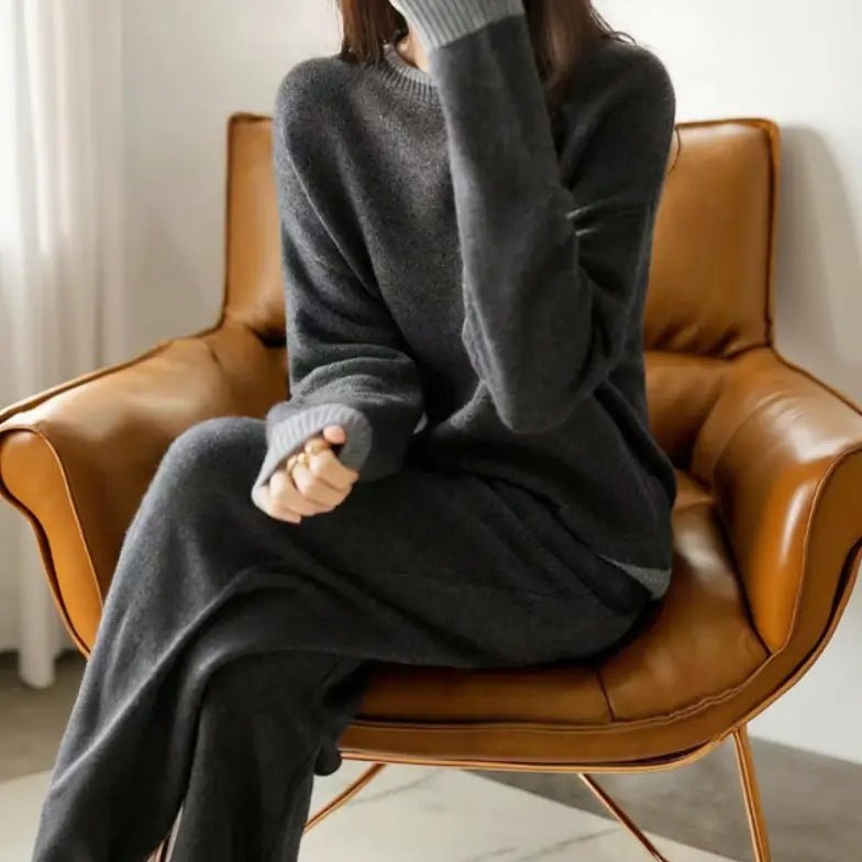 Gebreide Set Dames - Losvallende Loungewear — Julia in Donkergrijs - Finn Jules