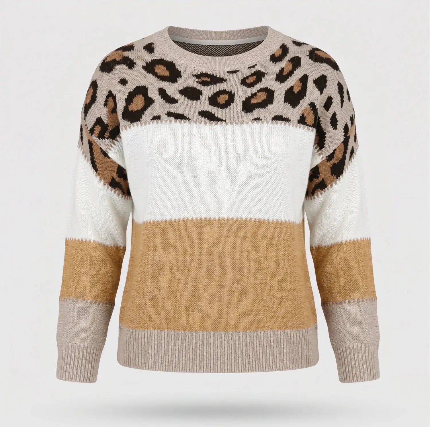 Gebreide Trui Dames - Warme Luipaardprint Trui — Lynn in Bruin - Finn Jules