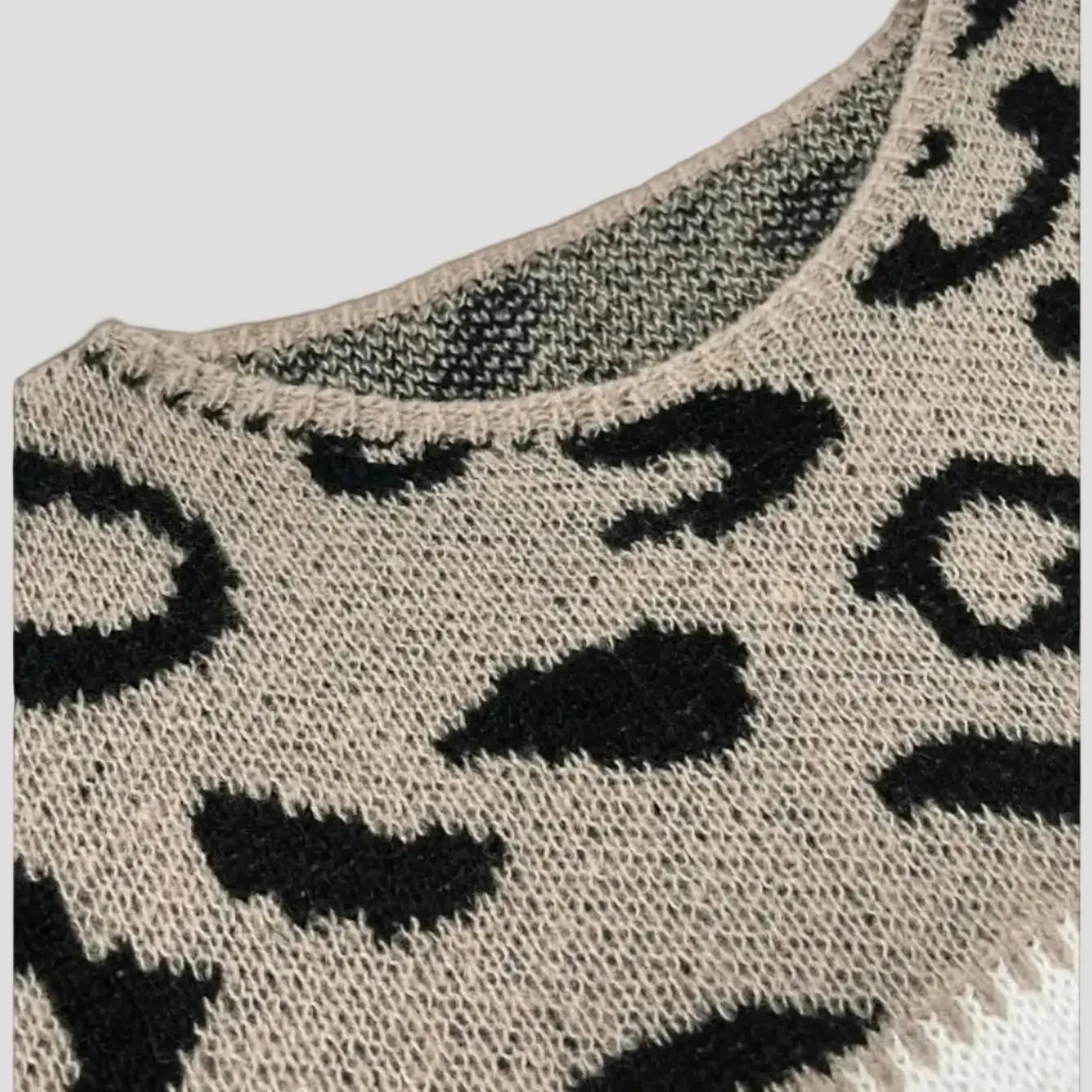 Gebreide Trui Dames - Warme Luipaardprint Trui — Lynn in Grijs - Finn Jules
