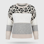 Gebreide Trui Dames - Warme Luipaardprint Trui — Lynn in Grijs - Finn Jules