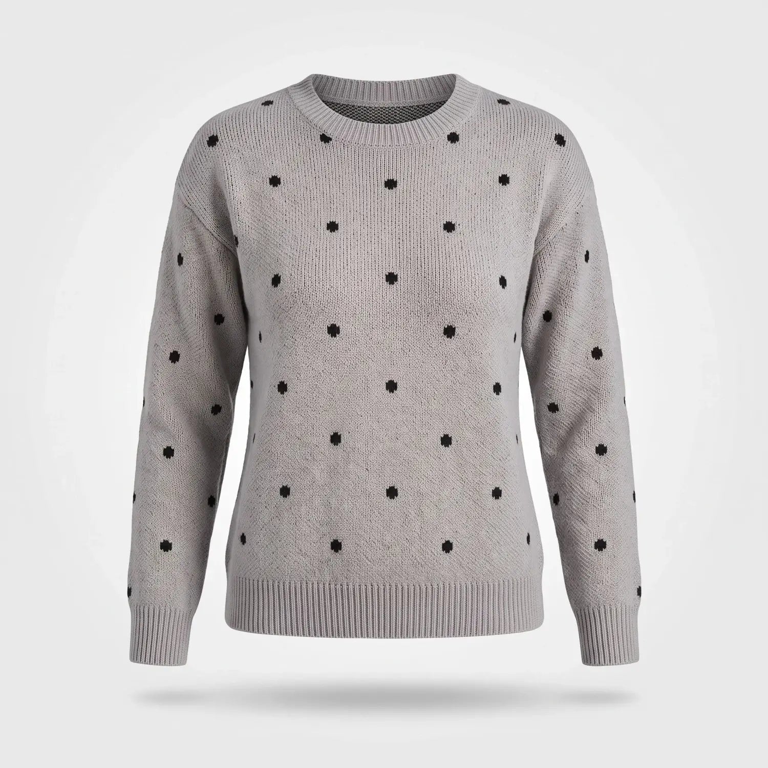 Gebreide Trui Dames - Warme Polka Dot Wintertrui — Emma in Grijs - Finn Jules