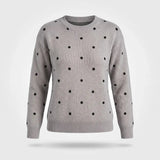 Gebreide Trui Dames - Warme Polka Dot Wintertrui — Emma in Grijs - Finn Jules