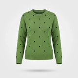 Gebreide Trui Dames - Warme Polka Dot Wintertrui — Emma in Groen - Finn Jules