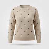 Gebreide Trui Dames - Warme Polka Dot Wintertrui — Emma in Khaki - Finn Jules