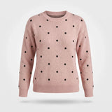 Gebreide Trui Dames - Warme Polka Dot Wintertrui — Emma in Roze - Finn Jules