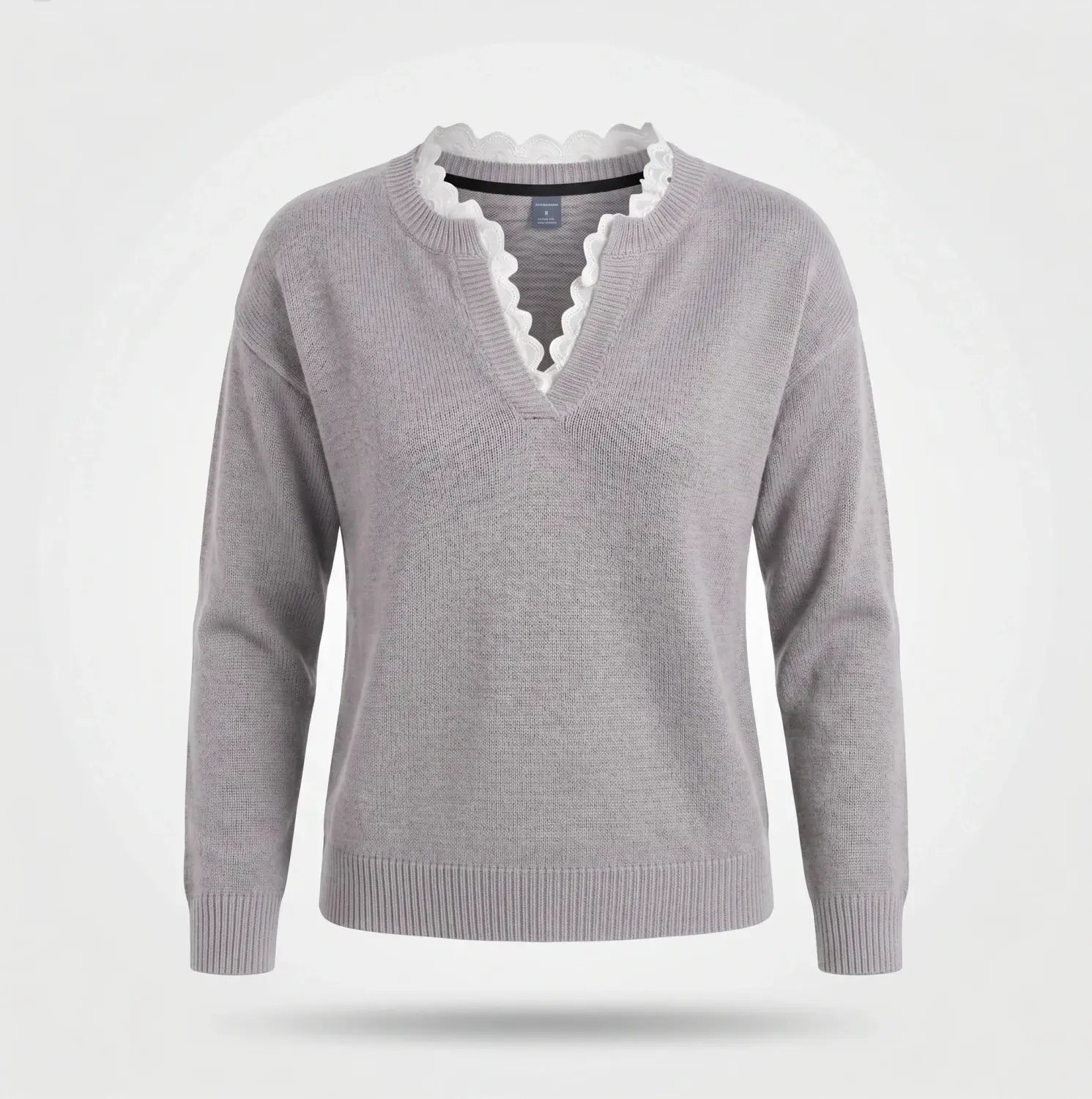 Gebreide Trui Kanten Kraag Regular Fit — Vera in Blauw - Finn Jules