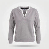 Gebreide Trui Kanten Kraag Regular Fit — Vera in Blauw - Finn Jules