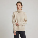 Grofgebreide Coltrui met Verlaagde Schouders — Maaike in Beige - Finn Jules