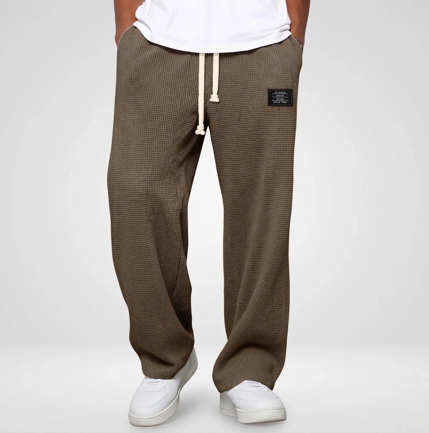 Joggingbroek Heren - Wijde Wafel Sweatpants — Sven in Donkerbruin - Finn Jules