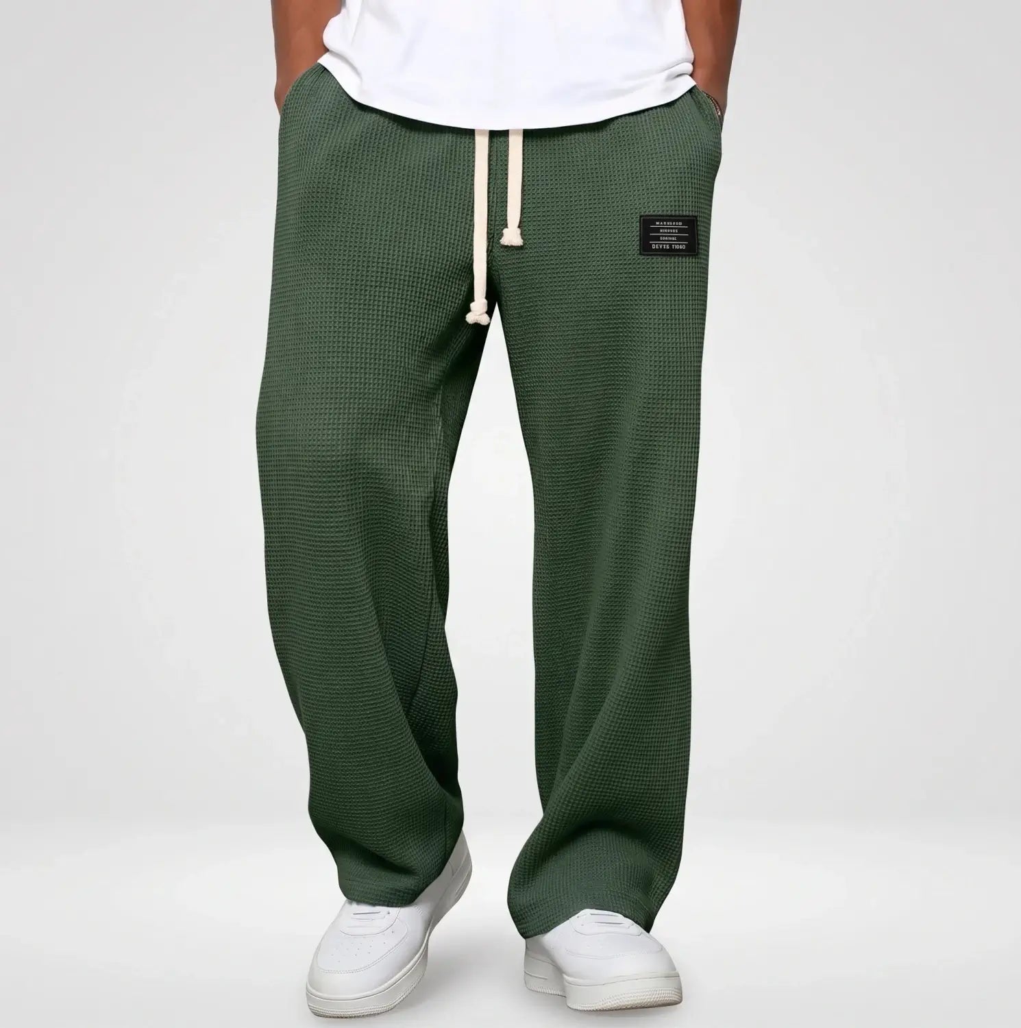 Joggingbroek Heren - Wijde Wafel Sweatpants — Sven in Donkergroen - Finn Jules