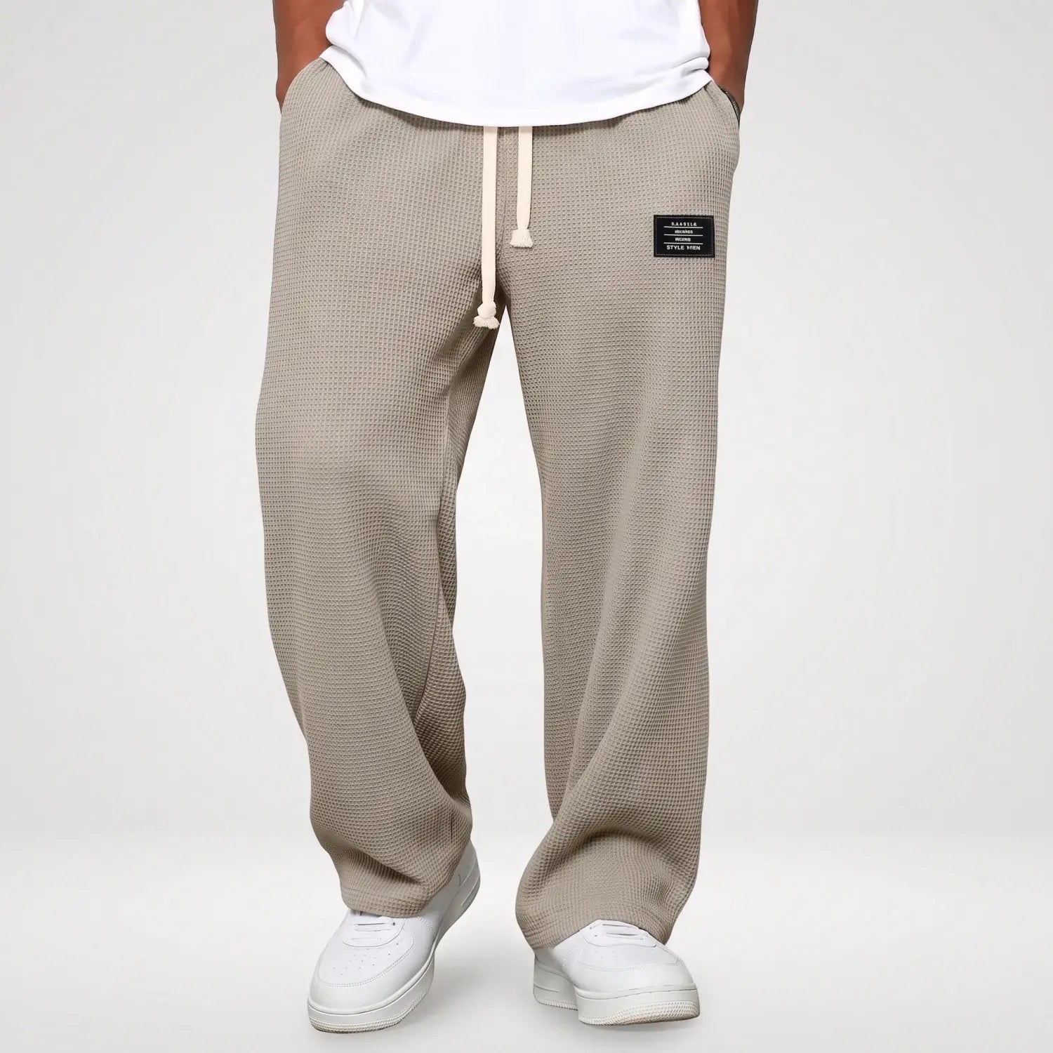Joggingbroek Heren - Wijde Wafel Sweatpants — Sven in Khaki - Finn Jules