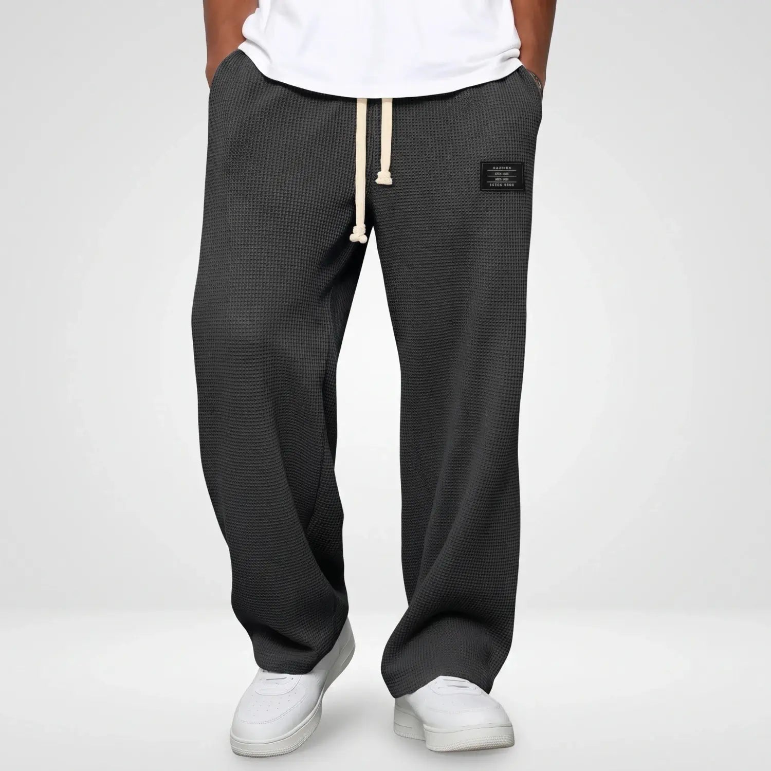 Joggingbroek Heren - Wijde Wafel Sweatpants — Sven in Zwart - Finn Jules