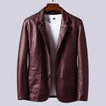 Leren Blazer Heren - Luxe Leren Jasje — Levi in Bordeauxrood - Finn Jules