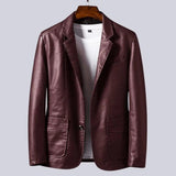 Leren Blazer Heren - Luxe Leren Jasje — Levi in Bordeauxrood - Finn Jules