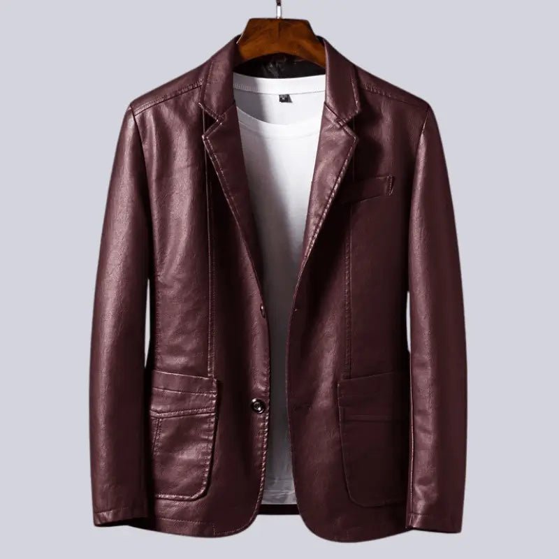 Leren Blazer Heren - Luxe Leren Jasje — Levi in Bordeauxrood - Finn Jules