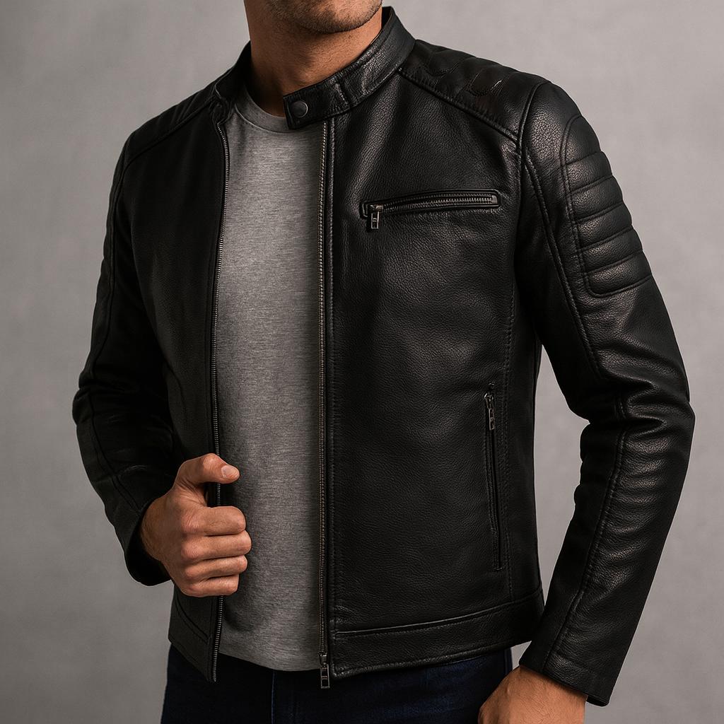 Café Racer Moto Jacket in Zwart - Finn Jules