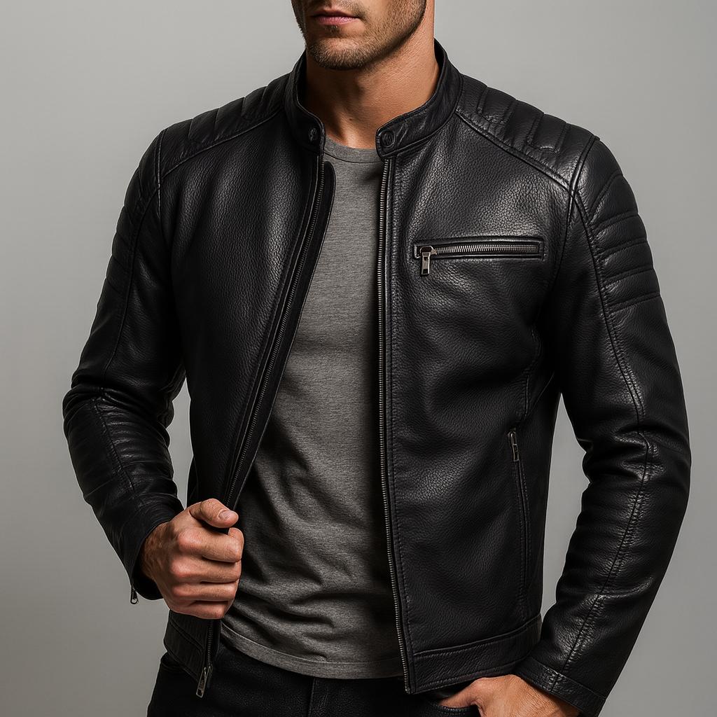 Café Racer Moto Jacket in Claret - Finn Jules
