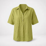 Van Elst Mode® | Blouse met kraag en knoopdetail (TIJDELIJK 1+1 GRATIS!) in Groen - Finn Jules