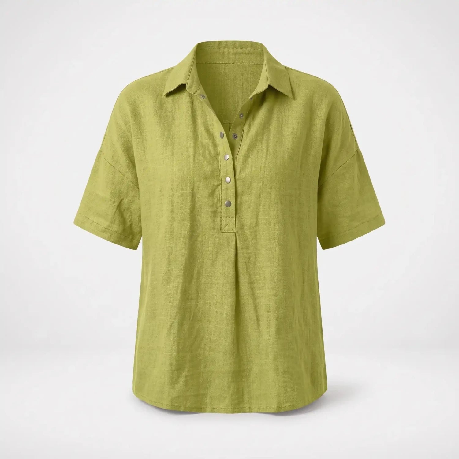 Van Elst Mode® | Blouse met kraag en knoopdetail (TIJDELIJK 1+1 GRATIS!) in Groen - Finn Jules
