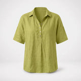 Van Elst Mode® | Blouse met kraag en knoopdetail (TIJDELIJK 1+1 GRATIS!) in Groen - Finn Jules