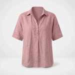 Van Elst Mode® | Blouse met kraag en knoopdetail (TIJDELIJK 1+1 GRATIS!) in Roze - Finn Jules