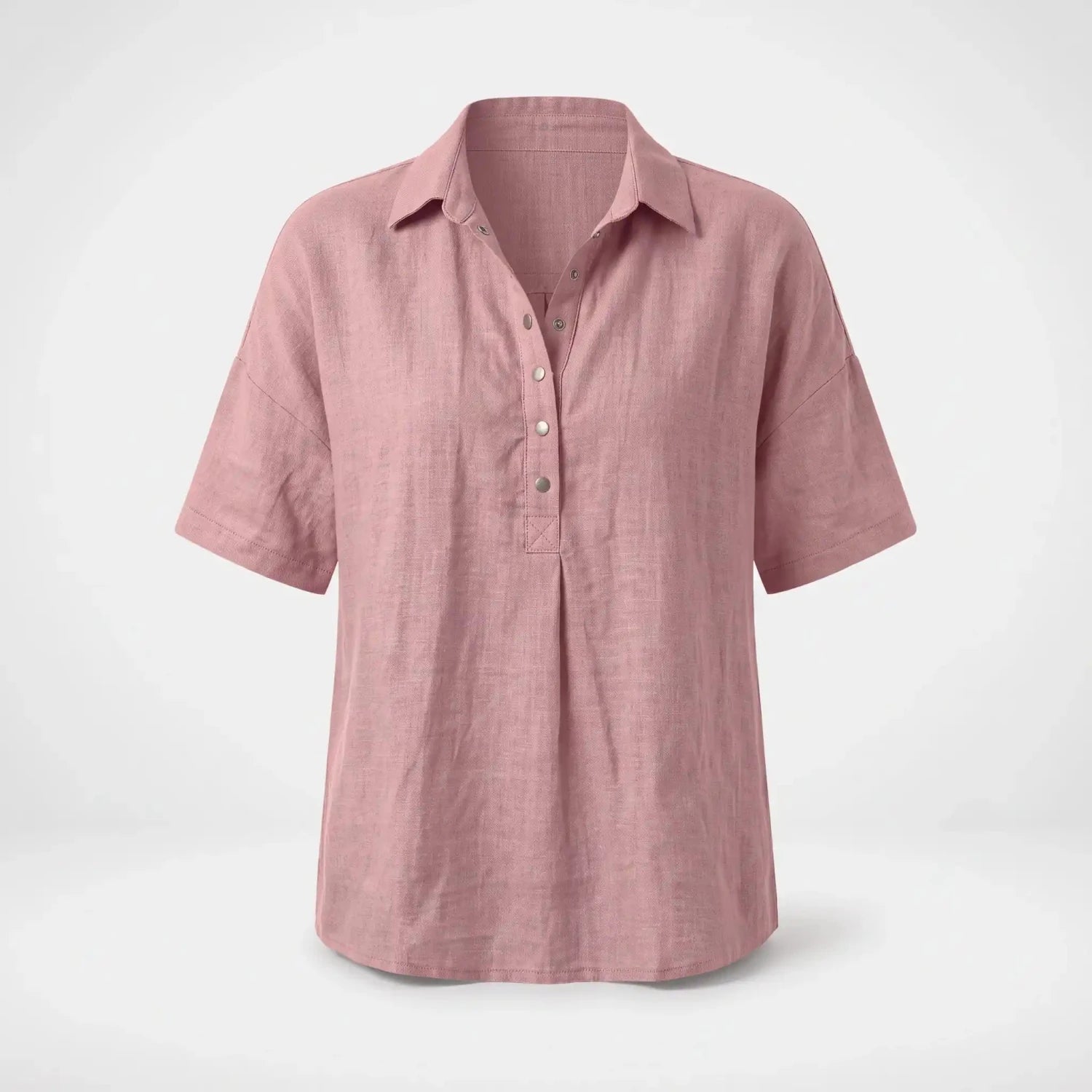 Van Elst Mode® | Blouse met kraag en knoopdetail (TIJDELIJK 1+1 GRATIS!) in Roze - Finn Jules