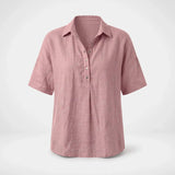 Van Elst Mode® | Blouse met kraag en knoopdetail (TIJDELIJK 1+1 GRATIS!) in Roze - Finn Jules