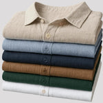 Linnen Overhemd Heren - Casual Ademend Shirt — Stijn in Beige - Finn Jules