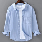 Linnen Overhemd Heren - Casual Ademend Shirt — Stijn in Blauw - Finn Jules