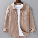 Linnen Overhemd Heren - Casual Ademend Shirt — Stijn in Camel - Finn Jules