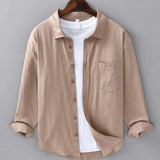 Linnen Overhemd Heren - Casual Ademend Shirt — Stijn in Camel - Finn Jules