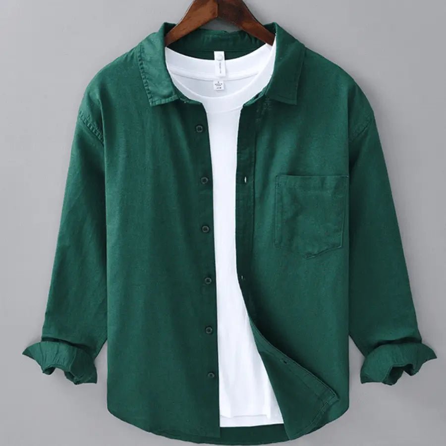 Linnen Overhemd Heren - Casual Ademend Shirt — Stijn in Groen - Finn Jules
