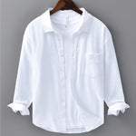 Linnen Overhemd Heren - Casual Ademend Shirt — Stijn in Wit - Finn Jules