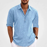 Linnen Overhemd Heren - Casual Zomerhemd — Sem in Blauw - Finn Jules