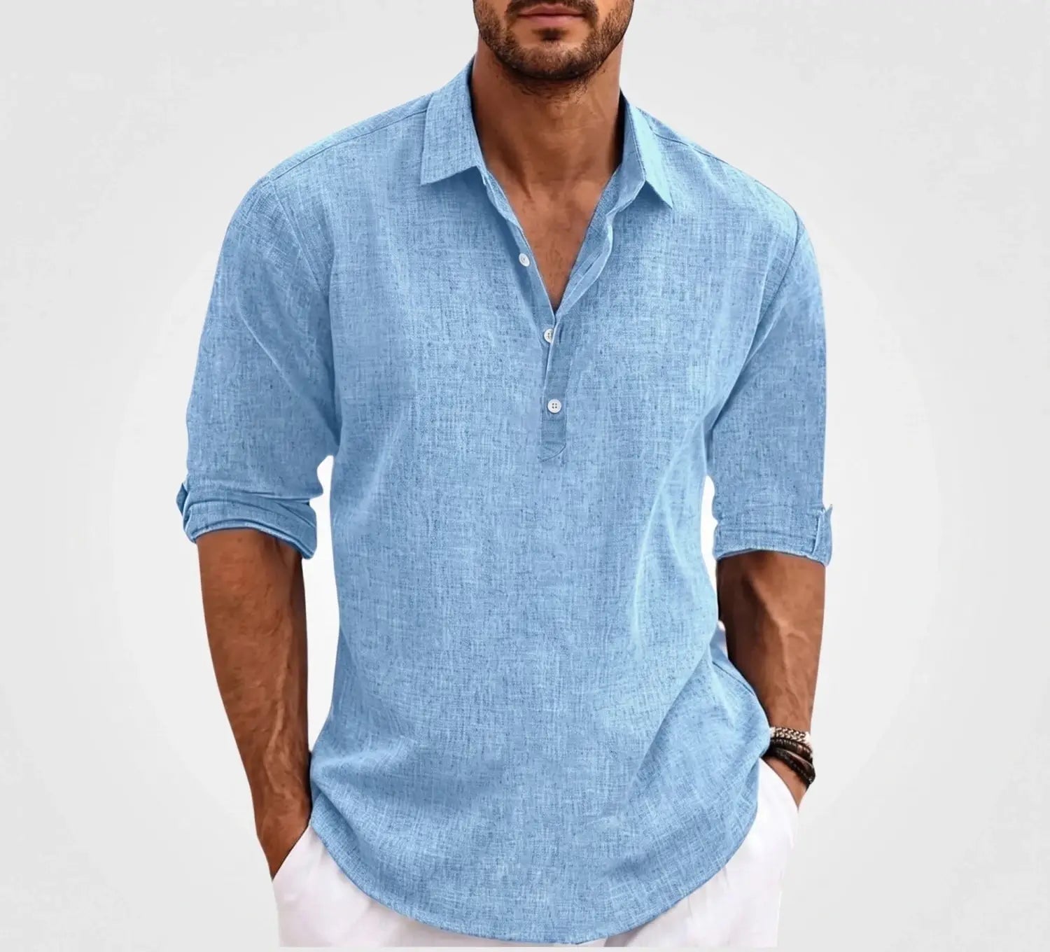 Linnen Overhemd Heren - Casual Zomerhemd — Sem in Blauw - Finn Jules