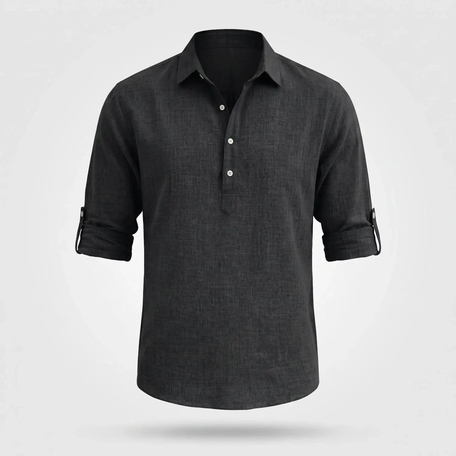 Linnen Overhemd Heren - Casual Zomerhemd — Sem in Zwart - Finn Jules
