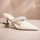 Mules Dames - Strass Slangenprint Puntneus — Anne in Wit - Finn Jules