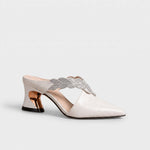 Mules Dames - Strass Slangenprint Puntneus — Anne in Zwart - Finn Jules