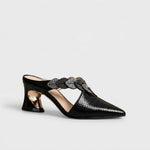 Mules Dames - Strass Slangenprint Puntneus — Anne in Zwart - Finn Jules