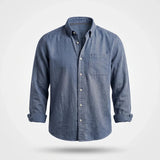 Overhemd Heren - Casual Ribfluwelen Shirt — Gijs in Blauw - Finn Jules