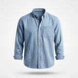 Overhemd Heren - Casual Ribfluwelen Shirt — Gijs in Lichtblauw - Finn Jules