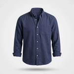 Overhemd Heren - Casual Ribfluwelen Shirt — Gijs in Marineblauw - Finn Jules