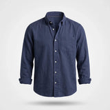 Overhemd Heren - Casual Ribfluwelen Shirt — Gijs in Marineblauw - Finn Jules