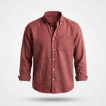 Overhemd Heren - Casual Ribfluwelen Shirt — Gijs in Rood - Finn Jules