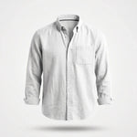 Overhemd Heren - Casual Ribfluwelen Shirt — Gijs in Wit - Finn Jules