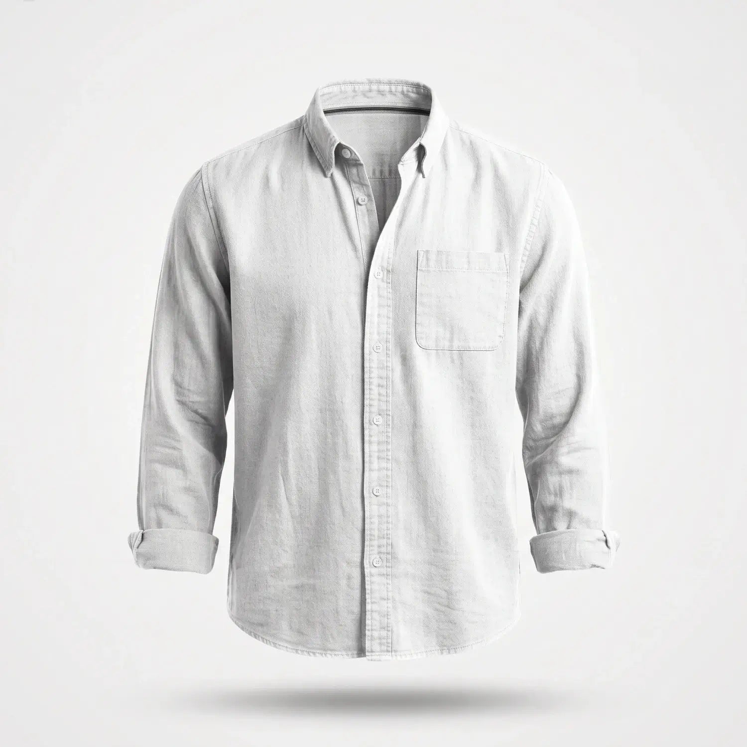 Overhemd Heren - Casual Ribfluwelen Shirt — Gijs in Wit - Finn Jules